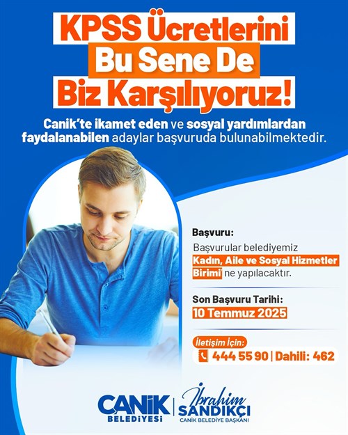 Gençler! Bu Yıl Da KPSS Ücretleriniz Canik Belediyesi'nden!
